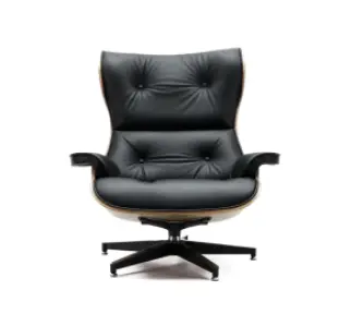 Cavel Lounge Chair Zwart Leer | Walnoot Schalen