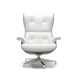 Cavel Lounge Chair Wit Leer | Walnoot Schalen