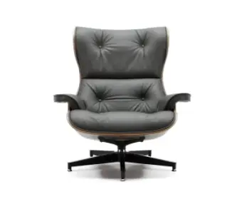 Cavel Lounge Chair Grijs Leer | Walnoot Schalen
