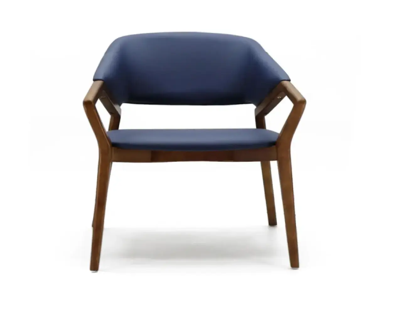 Japandi Eetkamerstoel Candorra | Blauw PU Leer | Walnoot