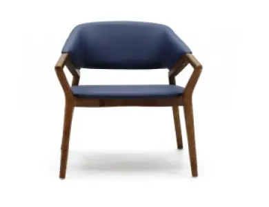 Japandi Eetkamerstoel Candorra | Blauw PU Leer | Walnoot