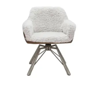 Draaibare Eetkamerstoel Nord | Taupe Sheepskin Cognac Leer  | Taupe Onderstel