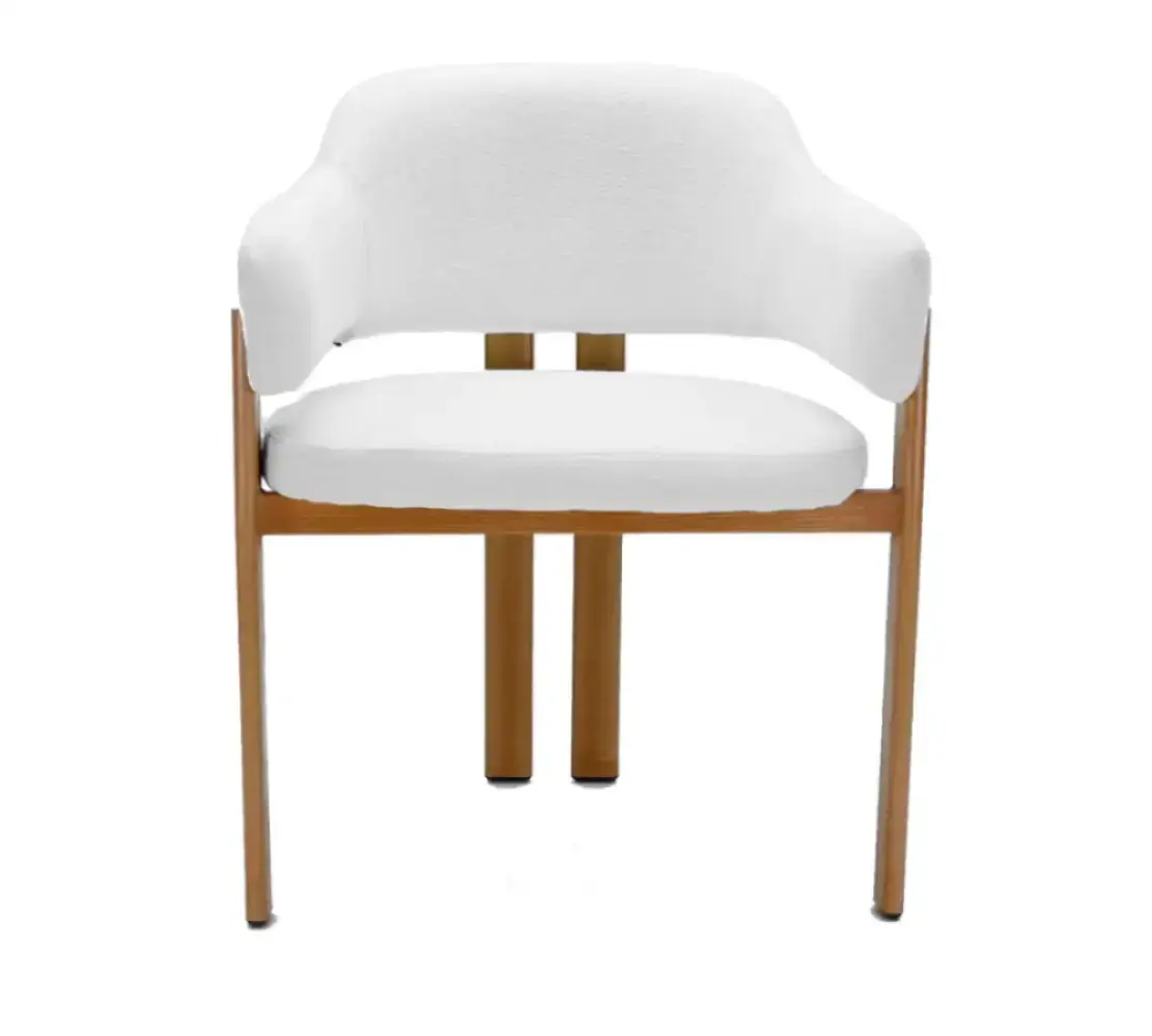 Japandi Eetkamerstoel Isamu | Wit Boucle | Eiken Onderstel