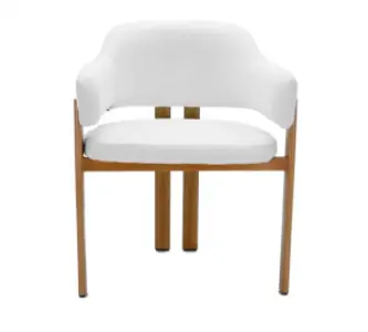 Japandi Eetkamerstoel Isamu | Wit Boucle | Eiken Onderstel