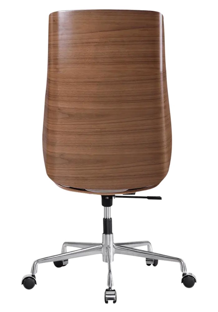 Bureaustoel Charles Wit Leer, Walnoot Hout