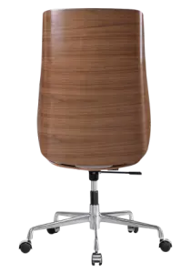 Bureaustoel Charles Wit Leer, Walnoot Hout
