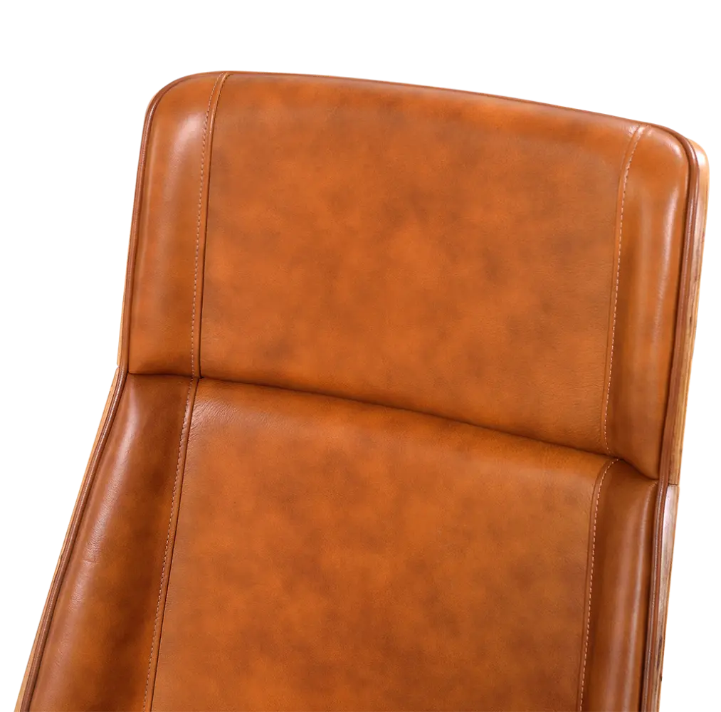 Bureaustoel Charles Cognac Leer, Essen Hout
