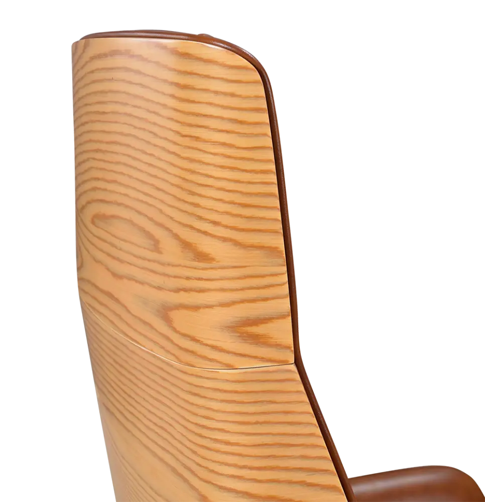 Bureaustoel Charles Cognac Leer, Essen Hout