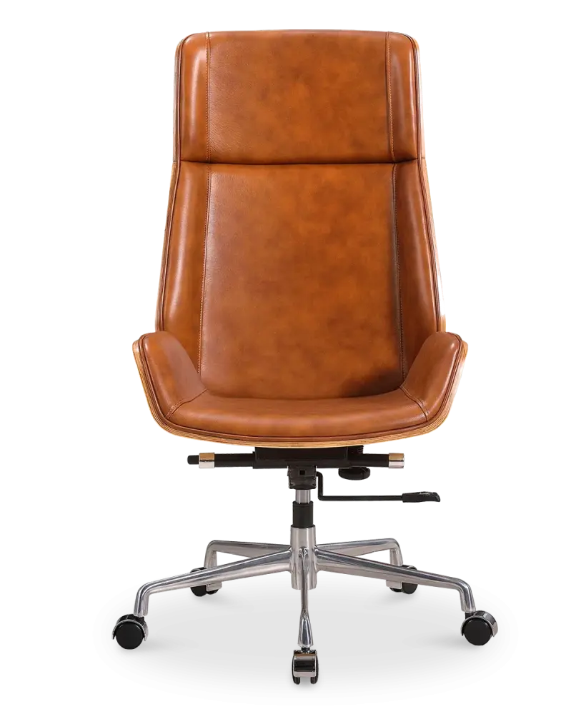 Bureaustoel Charles Cognac Leer, Essen Hout