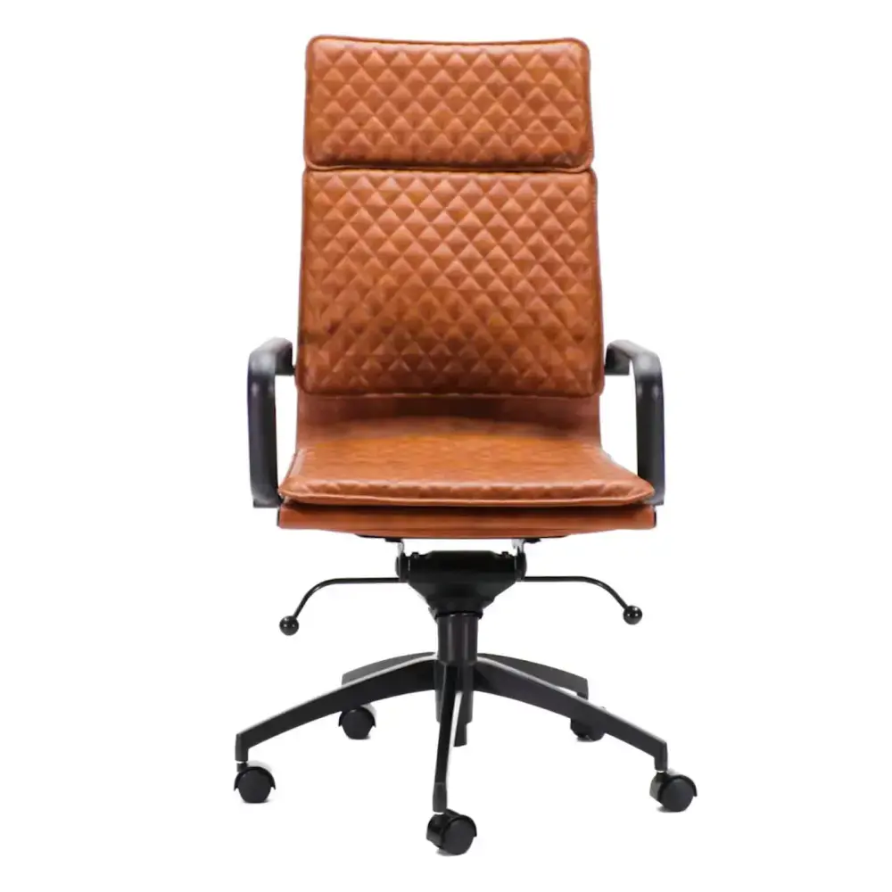 Diamond Softpad Bureaustoel Cognac | Hoge Rug