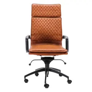 Diamond Softpad Bureaustoel Cognac | Hoge Rug