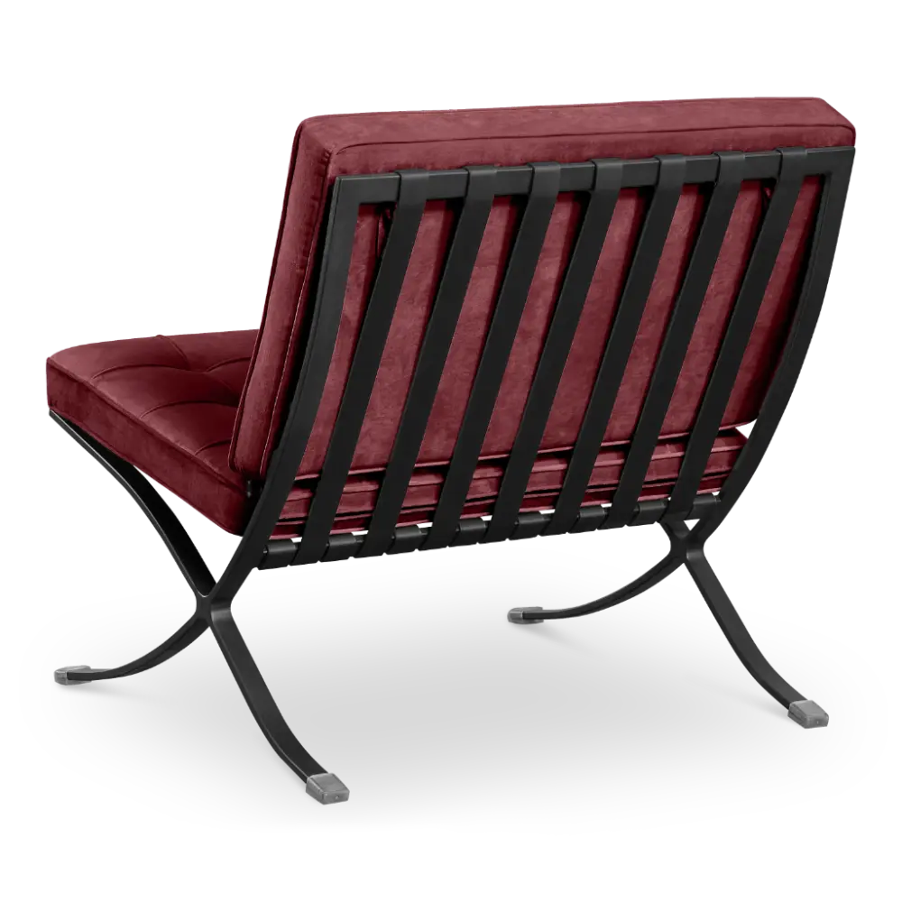 Paviljoen Chair Rood Velvet Set | Inclusief Voetenbank | Zwart Frame Paviljoen Chair Rood Velvet Set | Inclusief Voetenbank | Zwart Frame
