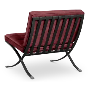 Paviljoen Chair Rood Velvet Set | Inclusief Voetenbank | Zwart Frame
