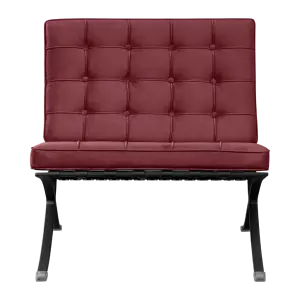 Barcelona Chair Rood Velvet Set | Inclusief Voetenbank | Zwart Frame