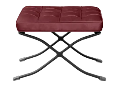 Barcelona Chair Rood Velvet Set | Inclusief Voetenbank | Zwart Frame