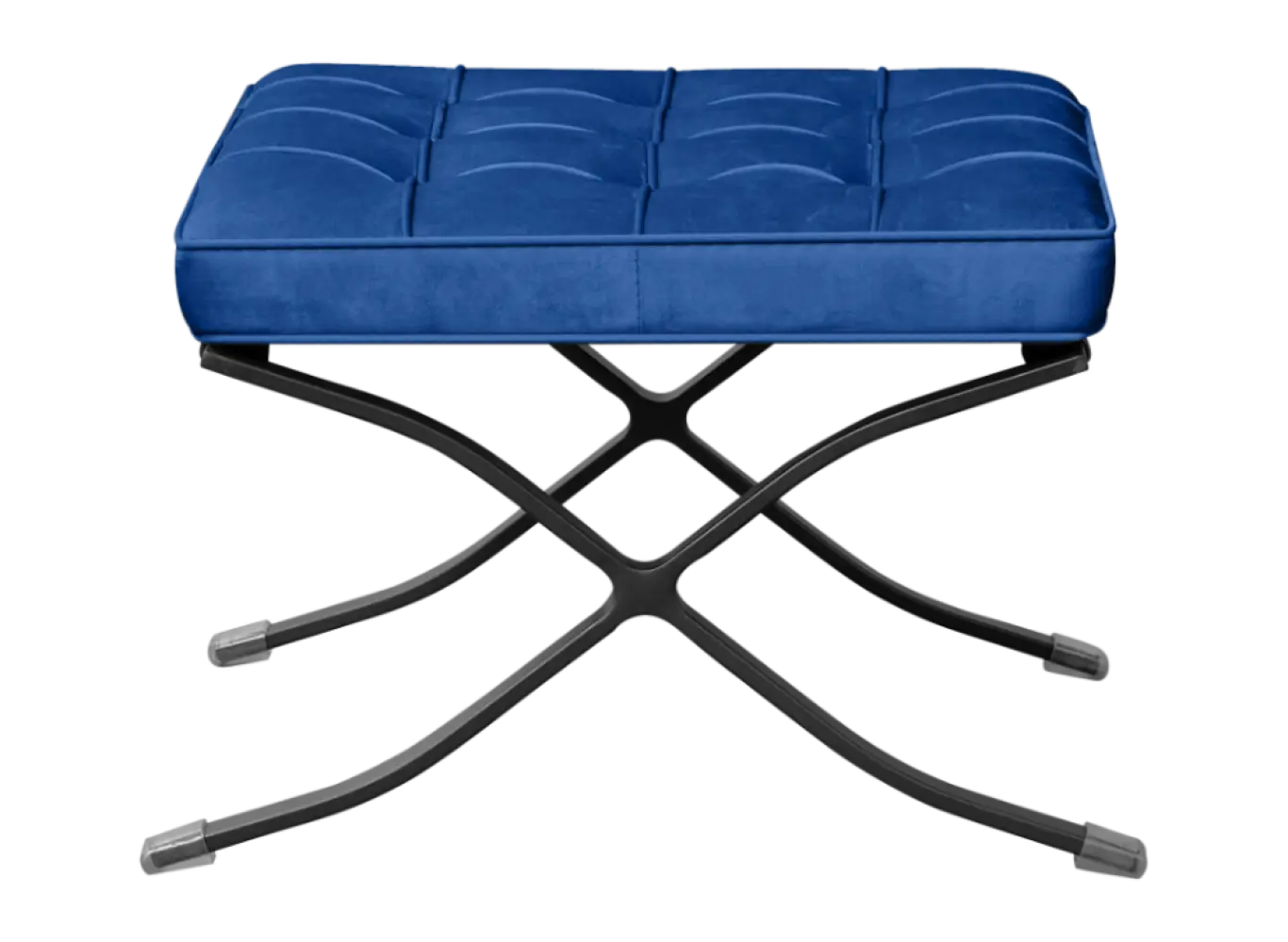 Barcelona Chair XL Blauw Velvet Set | Inclusief Voetenbank | Zwart Frame Barcelona Chair XL Blauw Velvet Set | Inclusief Voetenbank | Zwart Frame