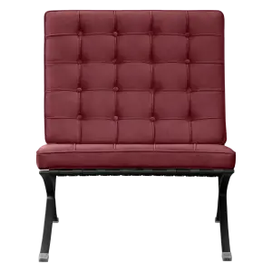 Barcelona Chair XL Rood Velvet Set | Inclusief Voetenbank | Zwart Frame
