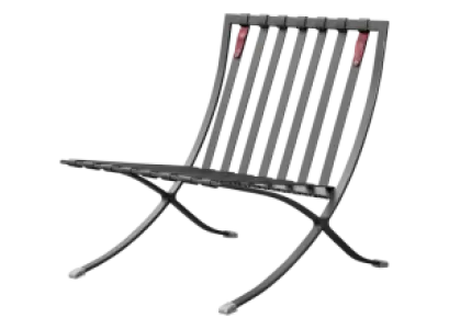 Barcelona Chair XL Rood Velvet Set | Inclusief Voetenbank | Zwart Frame