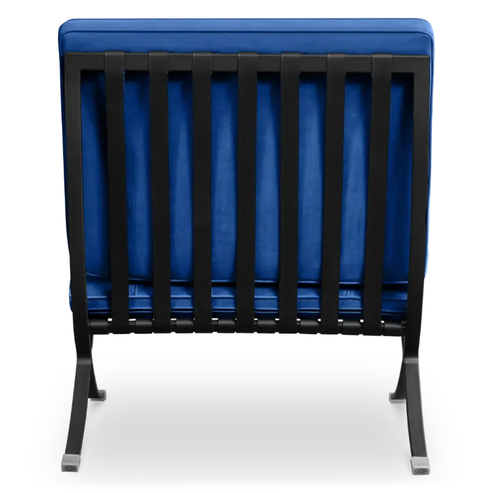 Paviljoen Chair XL Blauw Velvet Set | Inclusief Voetenbank | Zwart Frame