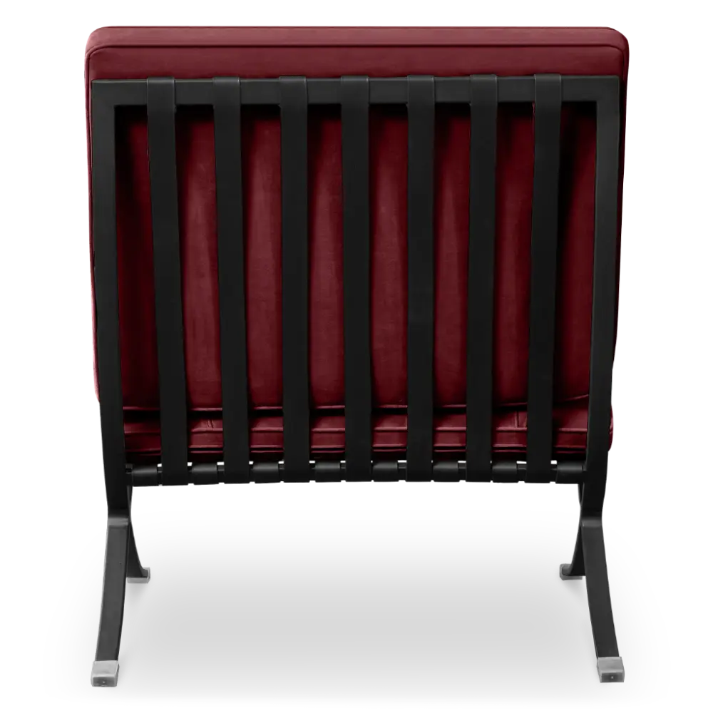 Paviljoen Chair XL Rood Velvet Set | Inclusief Voetenbank | Zwart Frame