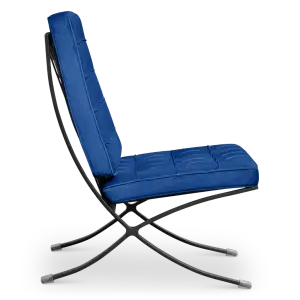 Paviljoen Chair XL Blauw Velvet Set | Inclusief Voetenbank | Zwart Frame