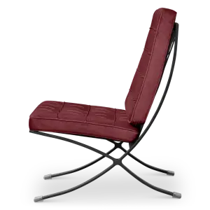 Paviljoen Chair XL Rood Velvet Set | Inclusief Voetenbank | Zwart Frame