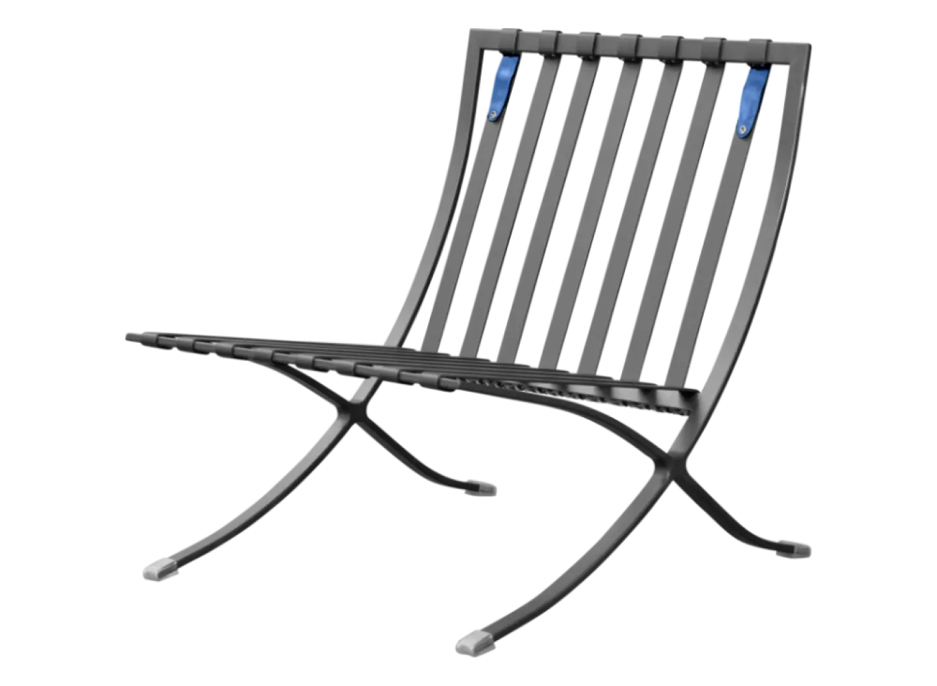 Barcelona Chair XL Blauw Velvet Set | Inclusief Voetenbank | Zwart Frame Barcelona Chair XL Blauw Velvet Set | Inclusief Voetenbank | Zwart Frame