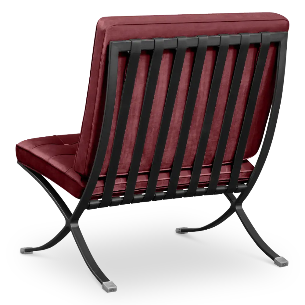Paviljoen Chair XL Rood Velvet Set | Inclusief Voetenbank | Zwart Frame