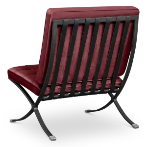 Paviljoen Chair XL Rood Velvet Set | Inclusief Voetenbank | Zwart Frame