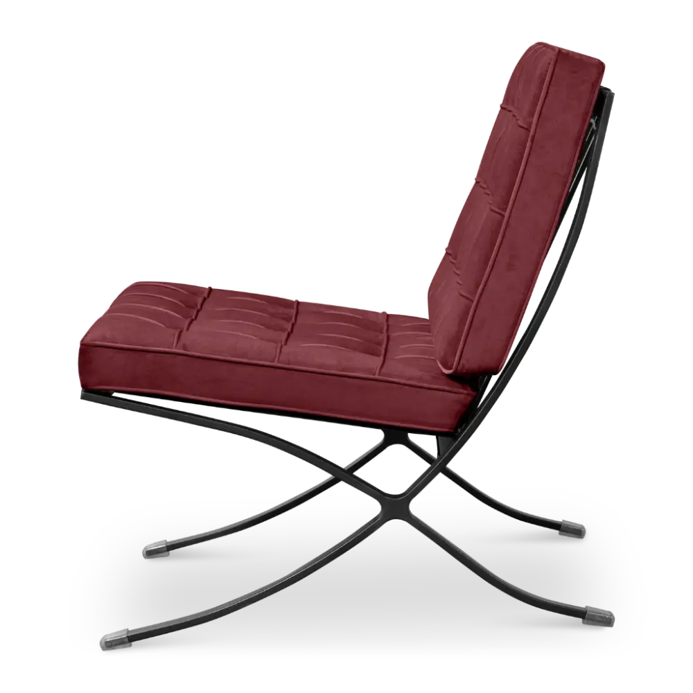 Paviljoen Chair Rood Velvet Set | Inclusief Voetenbank | Zwart Frame Paviljoen Chair Rood Velvet Set | Inclusief Voetenbank | Zwart Frame