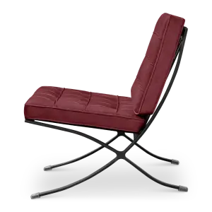 Paviljoen Chair Rood Velvet Set | Inclusief Voetenbank | Zwart Frame